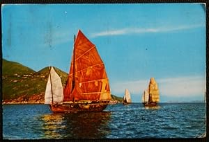 Hong Kong Fishing Junk Vintage 1973 Postcard