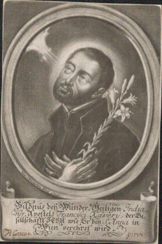 Portrait of St. Francis Xavier, of India. First edition, from an old Spanish collection of origin...
