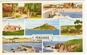 Penzance Cornwall Postcard 1959 Morrab Gdns Penlee Gdns Newlyn Marazion
