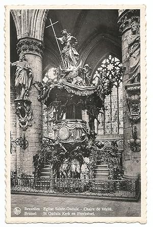 Belgium Bruxelles Postcard Eglise Sainte-Gudule Chaire de Verite