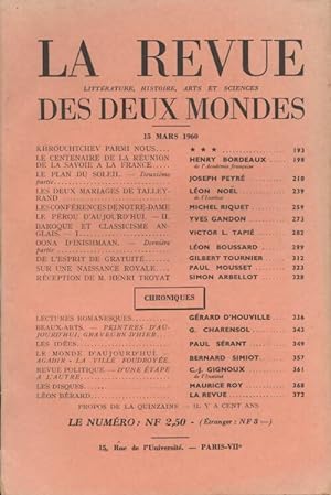 Revue des deux mondes n?6 : mars 1960 - Collectif