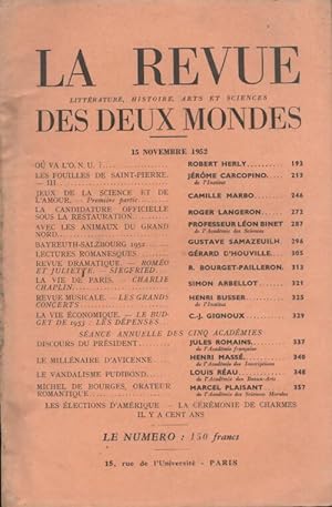 Revue des deux mondes n?22 : novembre 1952 - Collectif