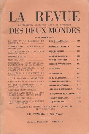 Revue des deux mondes n?20 : octobre 1954 - Collectif