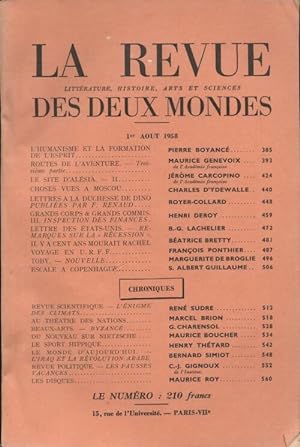 Revue des deux mondes n 15 :ao t 1958 - Collectif