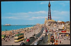 Blackpool Lancs Vintage View Postcard Tram Tower Pier Golden Mile