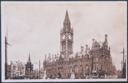 Manchester Postcard Vintage 1918 Town Hall Sepia Toned View