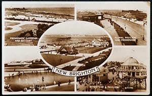 New Brighton Postcard Vintage Multiview Cameo Inset Real Photo