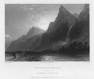 THE PISSEVACHE CASCADE waterfall north of Vernayaz in the region Valais, Switzerland,1837 Steel E...