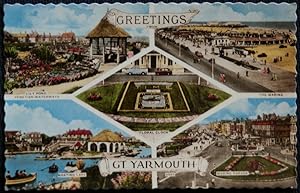 GT. Yarmouth Vintage Postcard 1962 Norfolk Multiview Floral Clock