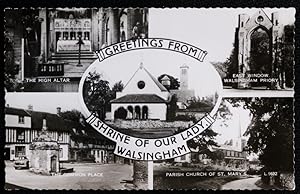 Walsingham Norfolk Postcard Real Photo Cameo Insert St. Mary's