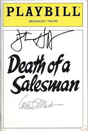 DEATH OF A SALESMAN. Playbill---1984 Signed by Arthur Miller and Dustin Hoffman