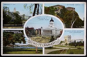 Nottingham Postcard University Trent Bridge Castle War Memorial 1958