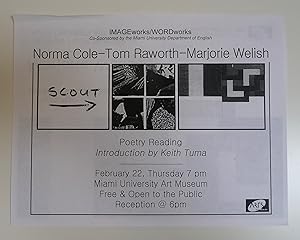 A simple poster/flyer for a reading by at Miami University Art Museum on 22 February (2007)