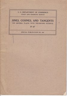 Sines, Cosines, and Tangents. Ten Decimal Places With Ten-Second Interval. Special Publication No...