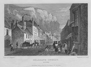 VIEW OF SNARGATE STREET IN DOVER,1830 Historical Steel Engraving,Antique Print