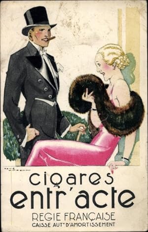 Künstler Ansichtskarte / Postkarte Cigares Entr'acte, Regie Francaise, Caisse Aut. d'amortissemen...