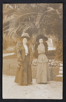 Portrait Postcard Two Ladies Long Dresses Societe des Produits As De Trefle