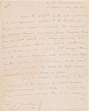 [AUTOGRAPH LETTER, SIGNED, FROM GENERAL WINFIELD SCOTT TO ADJUTANT GENERAL JAMES GADSDEN, REPORTI...