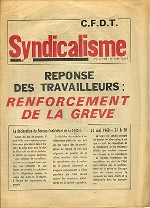 Syndicalisme. Revue de la C.F.D.T. N° 1189, en forme de tract de 4 pages. 25 mai 1968.