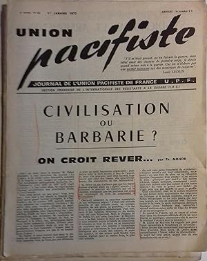 Union pacifiste N° 63. Journal de l'Union pacifiste de France U.P.F. Section française de l'Inter...