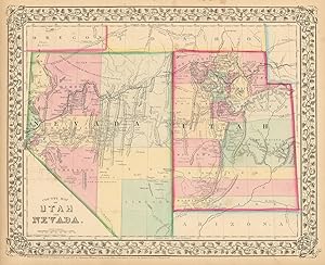 County map of Utah and Nevada