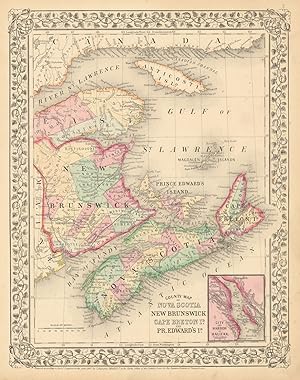 County map of Nova Scotia, New Brunswick, Cape Breton Island, and Prince Edward's Islands // City...