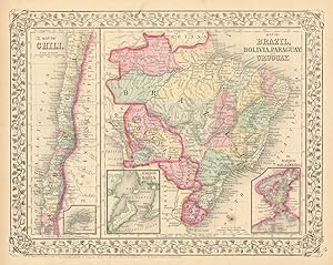 Map of Brazil, Bolivia, Paraguay, and Uruguay // Harbor of Rio de Janeiro // Harbor of Bahia // M...