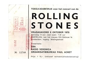 ORIGINAL ROLLING STONES CONCERT TICKET FROM THE LAST SHOW OF THE 1970 EUROPEAN TOUR -- FRIDAY EVE...
