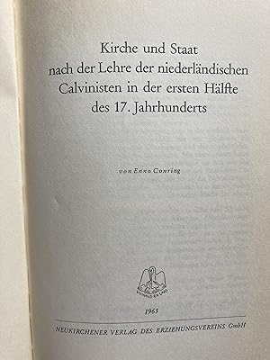 Kirche und Staat nach der Lehre der niederländischen Calvinisten in der ersten Hälfte des 17. Jah...