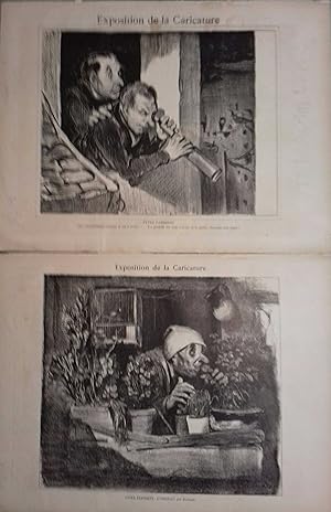 Types parisiens. 2 gravures de Daumier. Exposition de la caricature. 6 et 20 mai 1888.