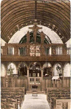 Crantock Church Cornwall Postcard Pulpit & Screen
