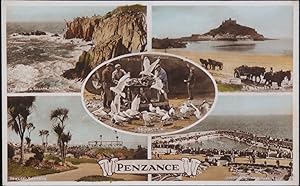Penzance Postcard Cornwall Dollar Rock St. Michael's Mount Jubilee Pool