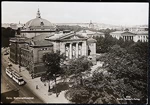 Oslo Norway Postcard Nationaltheatret Trams Real Photo Postcard