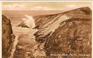 Newquay Cornwall Postcard Porth Blowing Hole Publisher Hartnoll's
