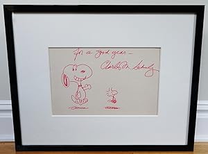 DRAWING OF SNOOPY & WOODSTOCK (SIGNED W/ LOA)