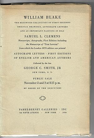 Sale 59: William Blake . . . Samuel L. Clemens; The Renowed Collection of First Editions, Origina...