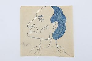 Dessin original à l'encre bleue représentant son ami Antonin Artaud