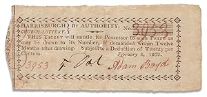 Harrisburgh Church Lottery. By Authority. [1802 Pennsylvania lottery ticket]
