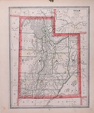 UTAH (Original Lithographed Map with Color Outline)