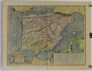 HISPANIAE VETERIS DESCRIPTIO [Original Hand-colored Copper-engraved Map of Ancient Spain]