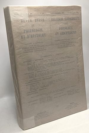 Revue belge de philologie et d'Histoire - TOME XX n°3/4 Juillet Décembre 1941 / Belgisch tijdschr...