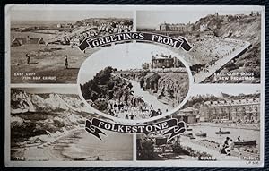 Folkestone Kent Vintage 1953 Postcard Multiview ZigZag Walk