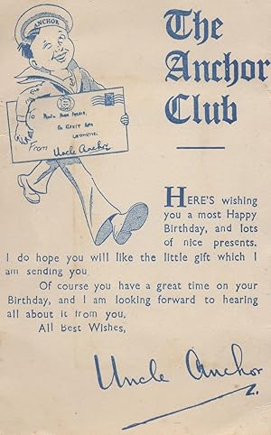 The Uncle Anchor Birthday Club Sailor Antique PB Postcard
