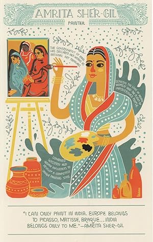 Amrita Shergil Sher-Gil Hungarian Indian Painting Artist Postcard