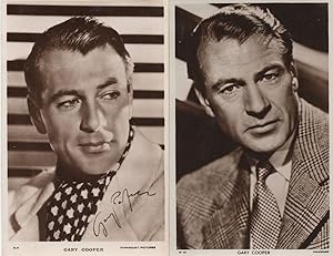 Gary Cooper Picturegoer & Paramount 2x Signed Real Photo Postcard s