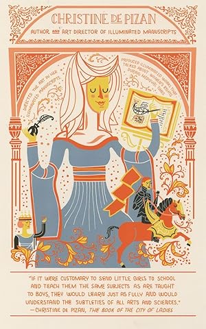 Christine De Pizan King Charles VI Medieval Poet Author Postcard