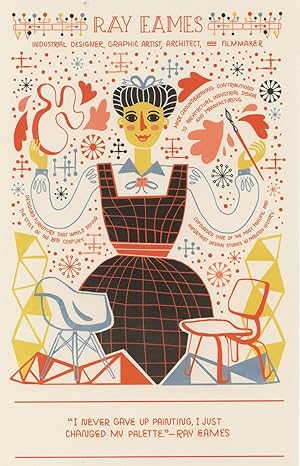 Ray Eames California American Architect Textile Designer Postcard