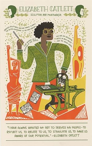Elizabeth Catlett African American Sculptor Graphic Artist Postcard