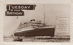 Happy Birthday For Tuesday Red Letter Day Ship Ferry Greetings Postcard