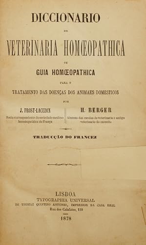 DICCIONARIO DE VETERINARIA HOMOEOPATHICA.